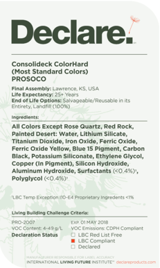 Prosoco Declare label product transparency sustainability